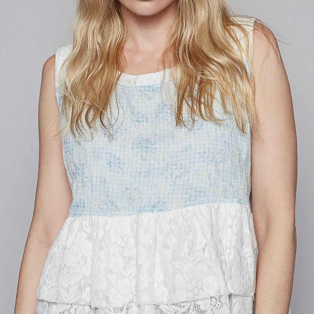 POL Lace & Ruffle Sleeveless Top - NWT